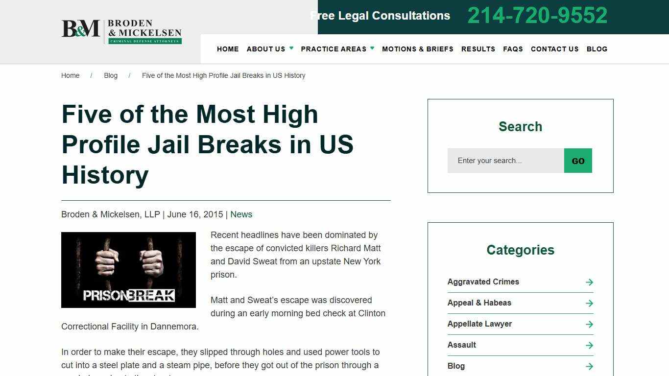 Five Of The Most High Profile Jail Breaks In US History